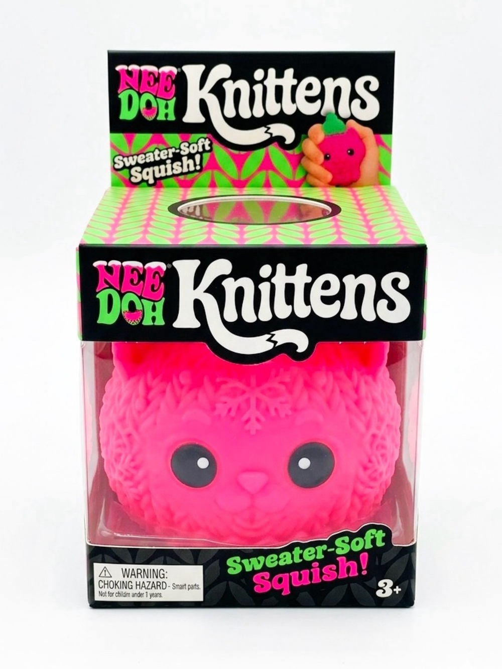 NEW NeeDoh Smitten Knittens Sweater-Soft Squish Pink Sealed Christmas kitten